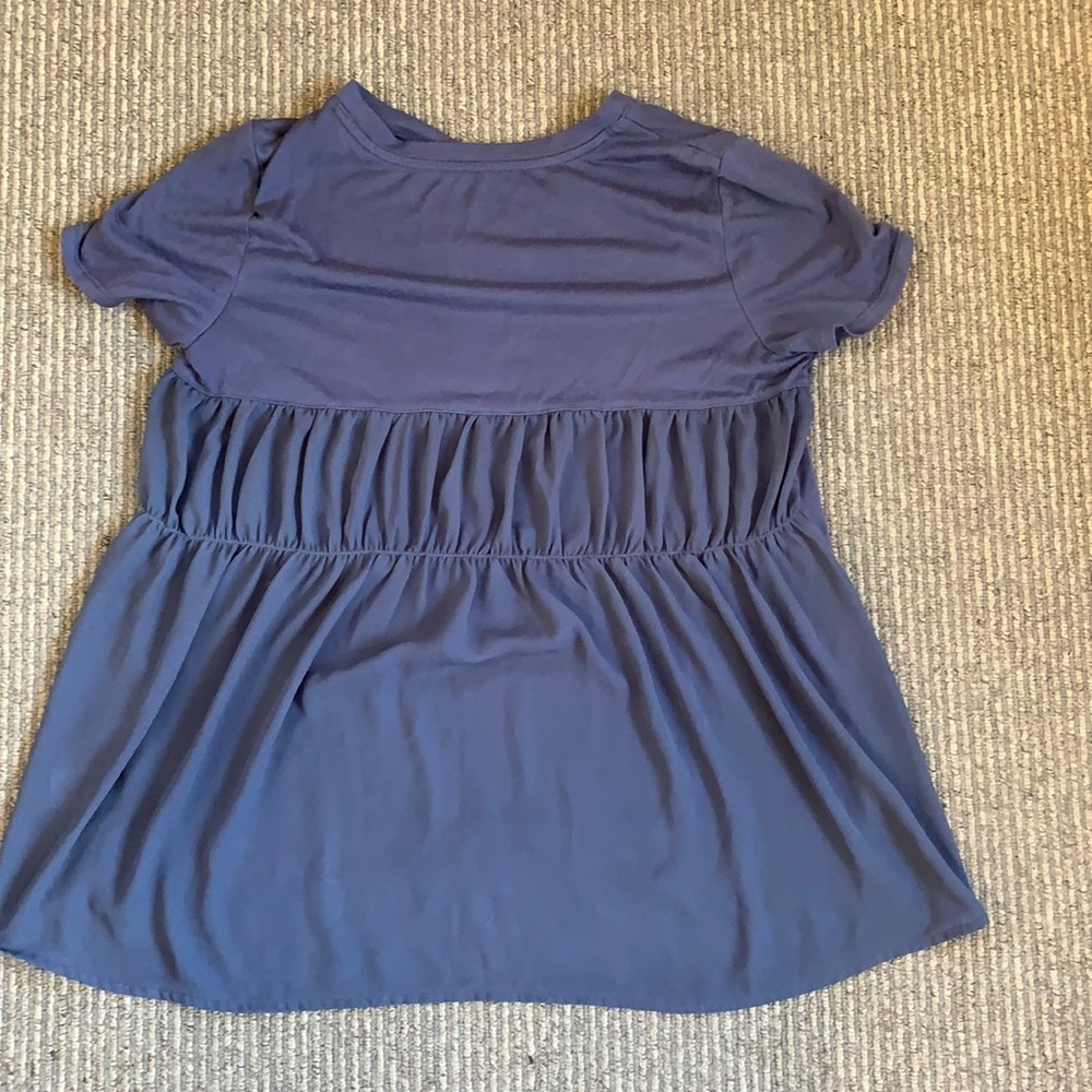 Dainty blue top with sheer layered back